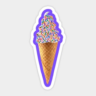 Rainbow Sprinkle Dipped Vanilla Ice Cream Cone Sticker